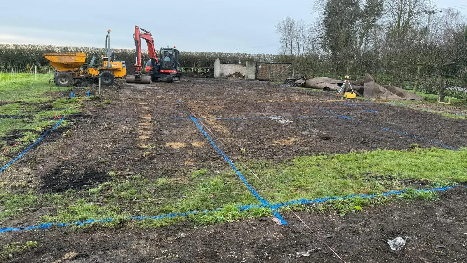 Marked building plot before excavation