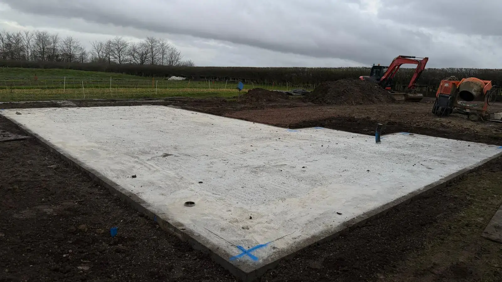 Concrete slab for a rural build