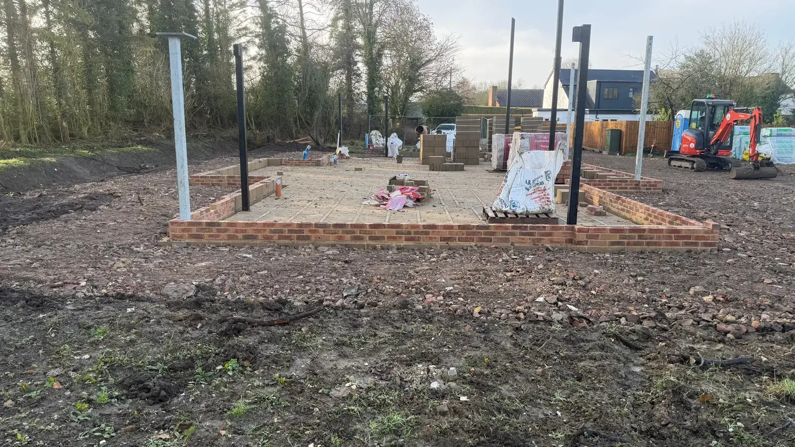 Substructure brickwork on a new build