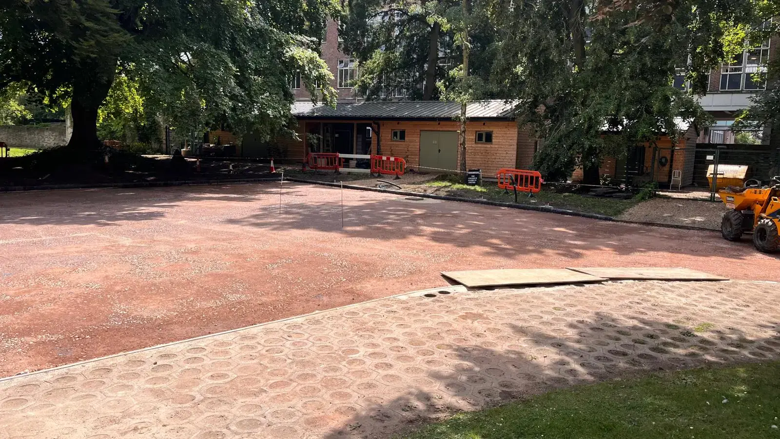 Prepared courtyard sub-base with loader