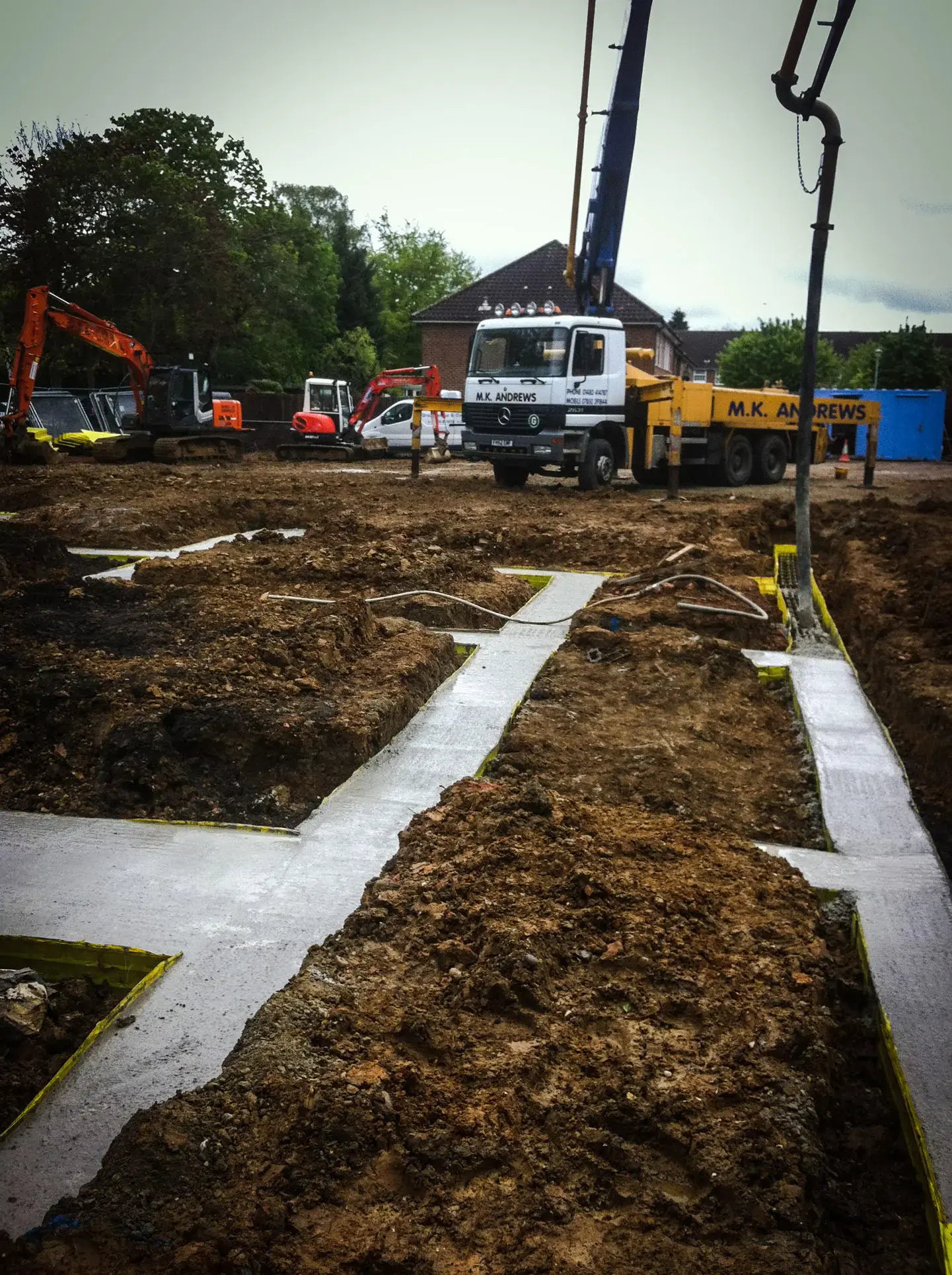 Poured concrete foundation trenches